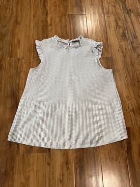 Adrianna Papell White Top with Black Dot Print
